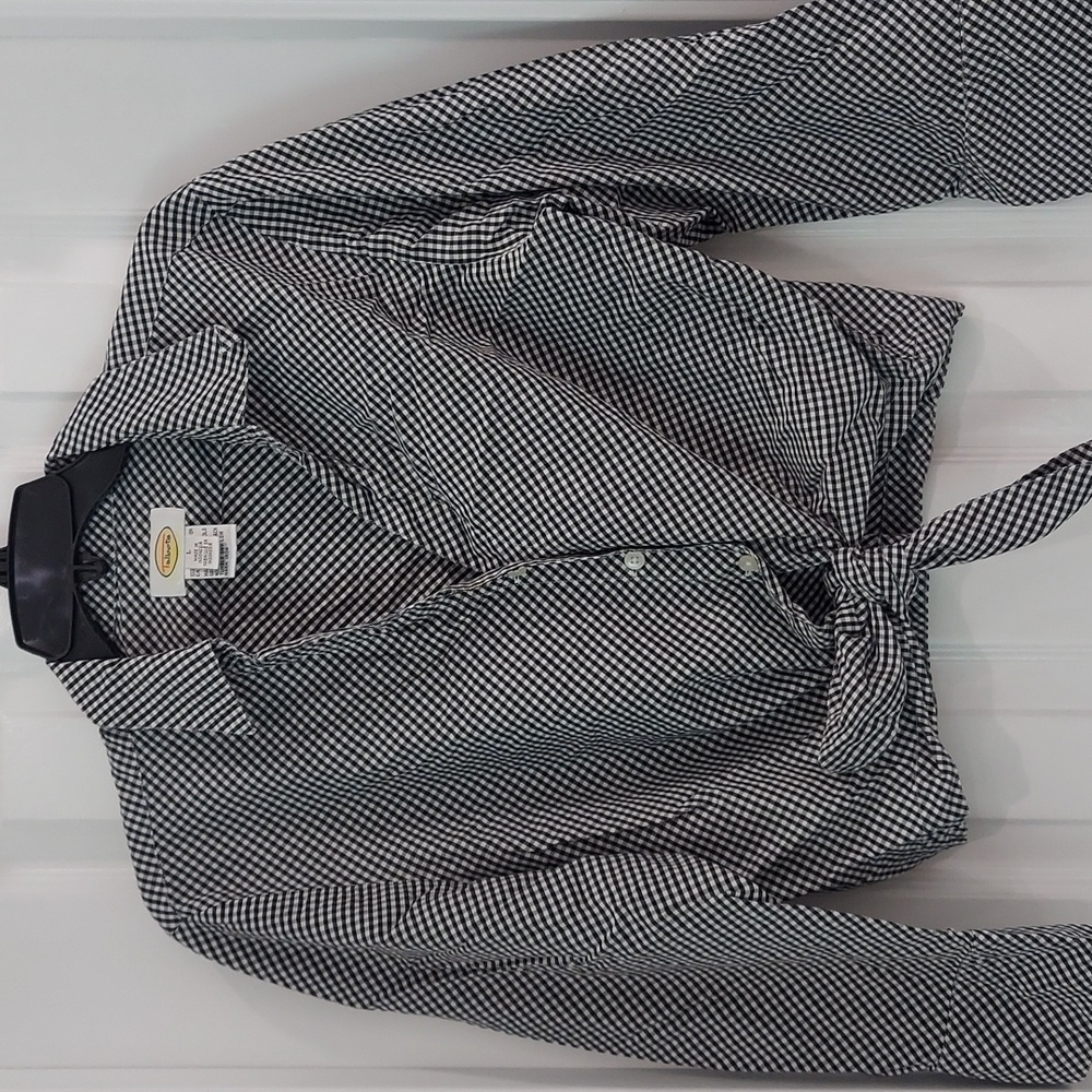 Y2K Cropped Gingham Tie Front Button Down